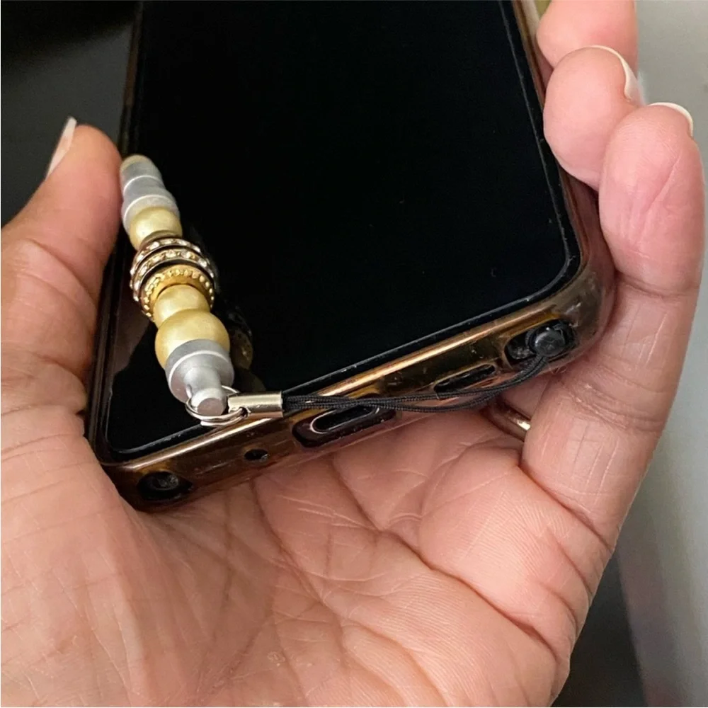 Faux Pearl Champagne Colored Beaded Stylus Mini Cell Phone Accessories